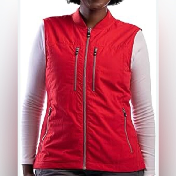 ScottEvest 101 Travel Vest Women M3 red Utility Pockets Full Zip - Picture 1 of 13